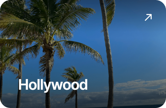 Hollywood Beach, Florida with palm trees